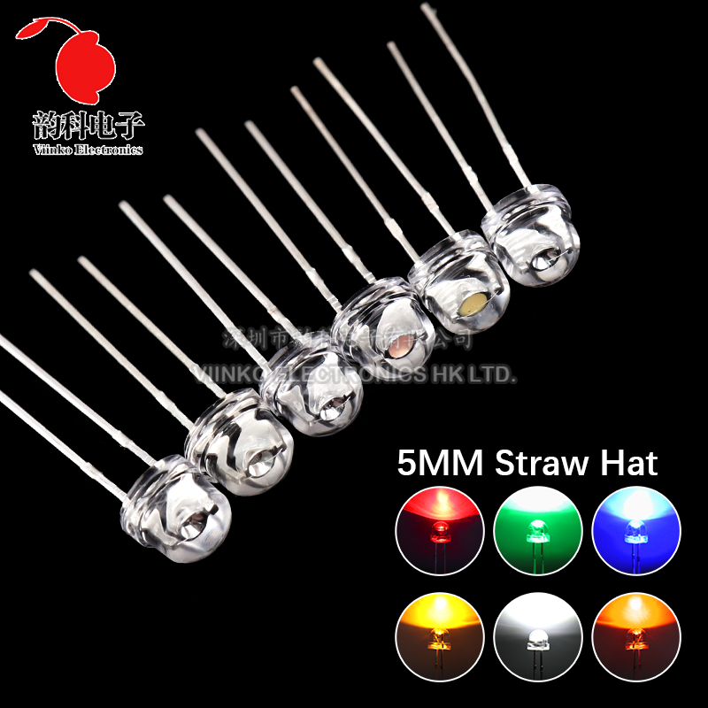 50pcs 5mm Straw Hat LED Super  - Ludwigia Super Red recension och pris